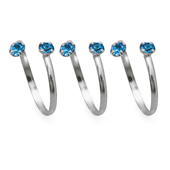 Anel de Falange Prata Ponto Luz Azul (KIT)